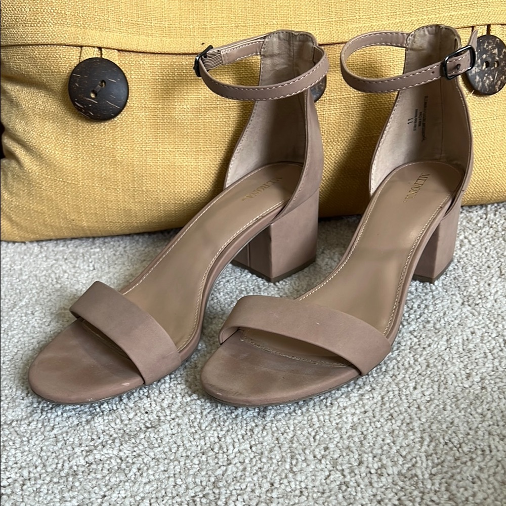 Merona Tan Block Heel Sandals with Ankle Strap